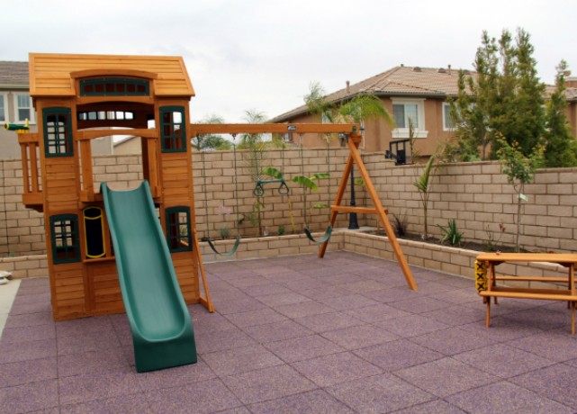 Playground Tiles in Backyard